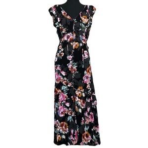 Band Of Gypsies Floral Black Ruffle Dress Women’s Large